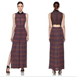 { ALC } Phoebe Ikat Silk Dress in Nutmeg